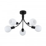Nova - Black 5 Light Semi Flush with Decorative Opal Glass