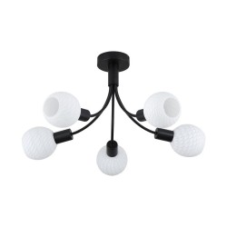 Nova - Black 5 Light Semi Flush with Decorative Opal Glass