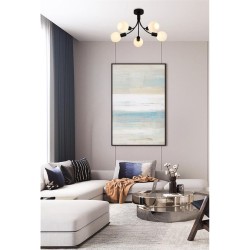 Nova - Black 5 Light Semi Flush with Decorative Opal Glass