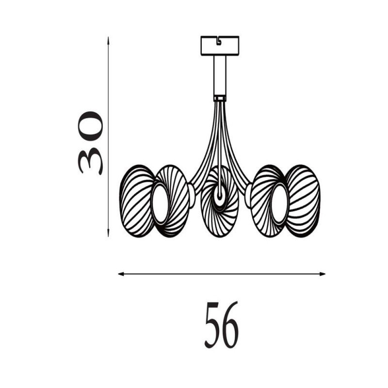 Searchlight-54715-5BK - Nova - Black 5 Light Semi Flush with Decorative Opal Glass