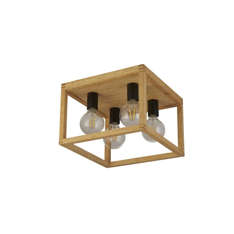 Searchlight-54742-4NA - Square - Wooden & Black 4 Light Ceiling Lamp