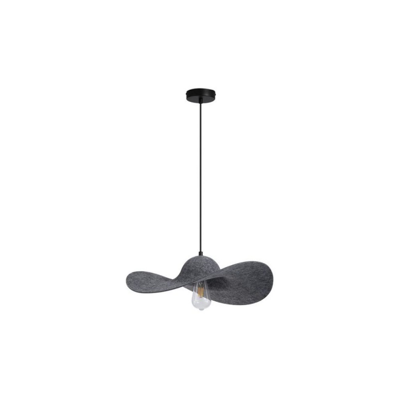 Searchlight-55103BK - Ripple - Hat Style Black Pendant with Grey Felt Shade