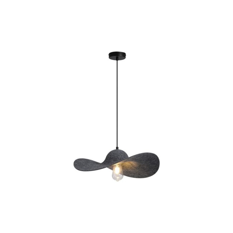 Searchlight-55103BK - Ripple - Hat Style Black Pendant with Grey Felt Shade