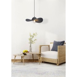 Ripple - Hat Style Black Pendant with Grey Felt Shade