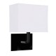 Searchlight-5519BK - Hotel - Black Wall Lamp with White Shade