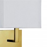 Hotel - Satin Brass Wall Lamp with White Fabric Shade