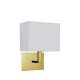 Searchlight-5519SB - Hotel - Satin Brass Wall Lamp with White Fabric Shade