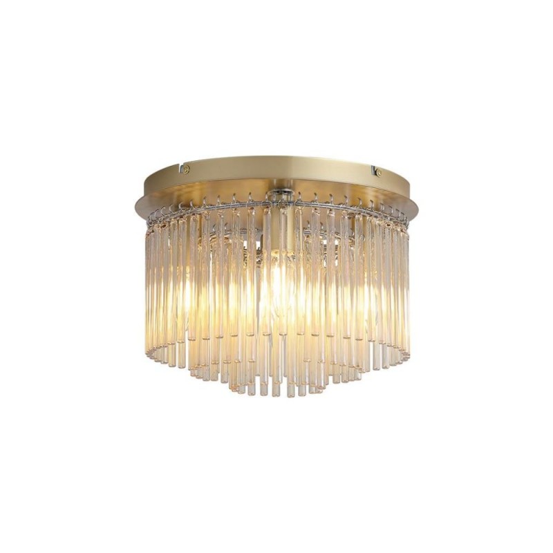 Searchlight-55620-320CP - Swizzle - Matt Gold 5 Light Flush with Champagne Rods