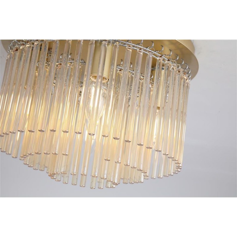 Searchlight-55620-320CP - Swizzle - Matt Gold 5 Light Flush with Champagne Rods