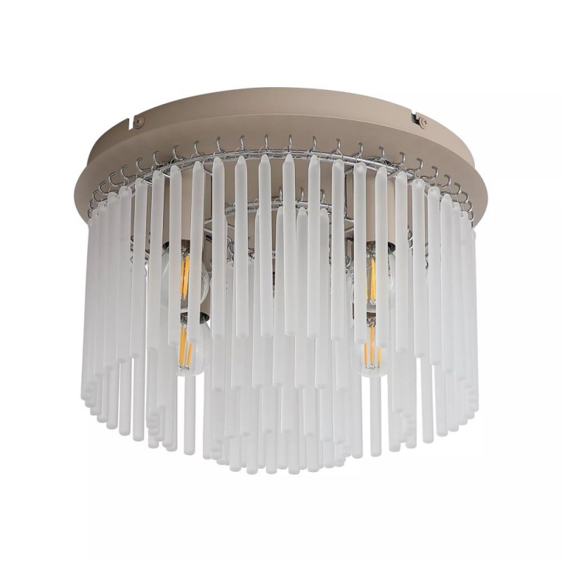 Searchlight-55620-320SA - Swizzle - Sand 5 Light Flush with Frosted Glass Rods
