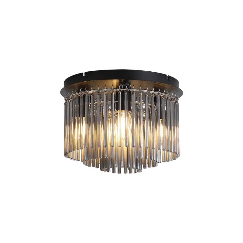 Searchlight-55620-320SM - Swizzle - Matt Black 5 Light Flush with Smoked Rods