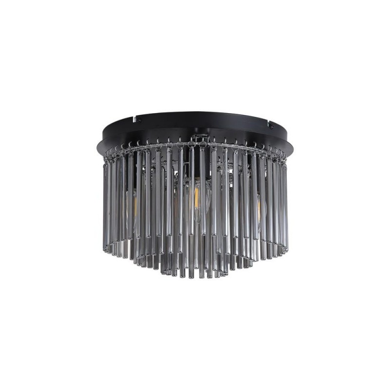 Searchlight-55620-320SM - Swizzle - Matt Black 5 Light Flush with Smoked Rods