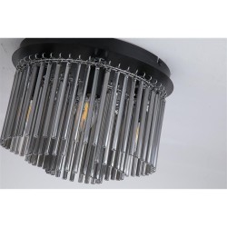 Swizzle - Matt Black 5 Light Flush with Smoked Rods