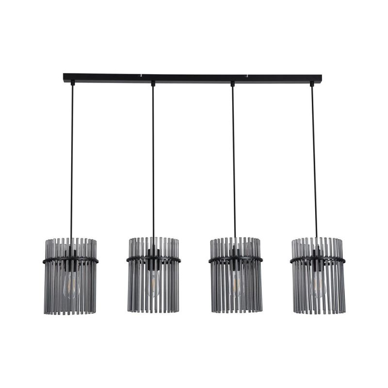Searchlight-55620-4SM - Swizzle - Matt Black 4 Light over Island Fitting with Smoked Rods