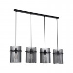Swizzle - Matt Black 4 Light over Island Fitting with Smoked Rods Swizzle - Matt Black 4 Light over Island Fitting with Smoked Rods