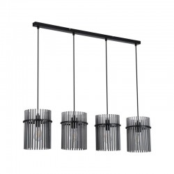 Swizzle - Matt Black 4 Light over Island Fitting with Smoked Rods Swizzle - Matt Black 4 Light over Island Fitting with Smoked Rods