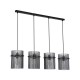 Searchlight-55620-4SM - Swizzle - Matt Black 4 Light over Island Fitting with Smoked Rods