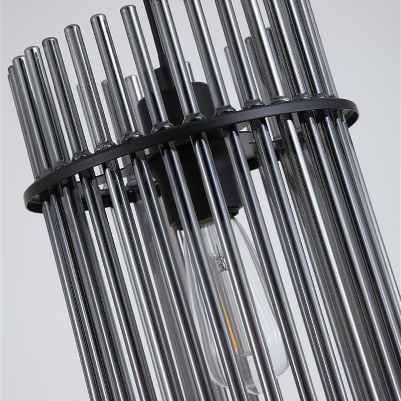 Searchlight-55620SM - Swizzle - Matt Black Pendant with Smoked Rods