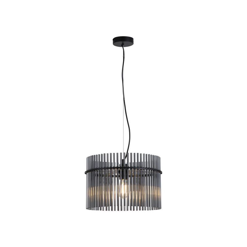 Searchlight-55621SM - Swizzle - Matt Black Pendant with Smoked Rods Ø 40 cm