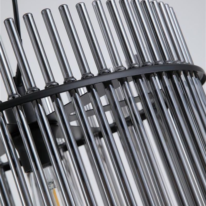 Searchlight-55621SM - Swizzle - Matt Black Pendant with Smoked Rods Ø 40 cm