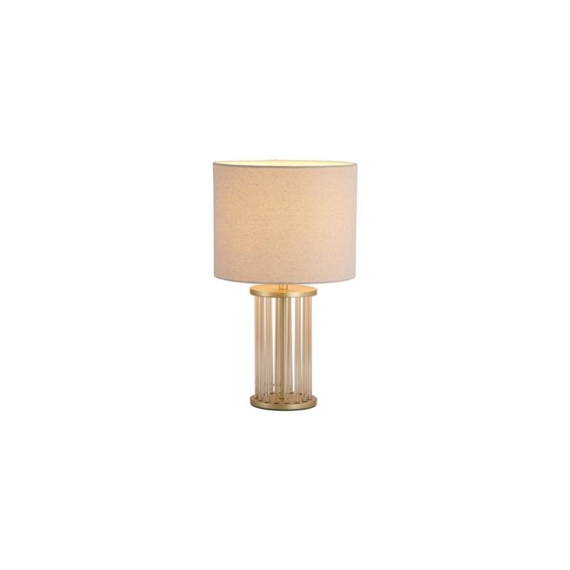 Searchlight-55623CP - Swizzle - Matt Gold & Champagne Glass Rods Table Lamp with White Linen Shade