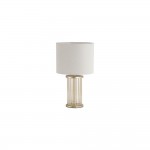 Swizzle - Matt Gold & Champagne Glass Rods Table Lamp with White Linen Shade