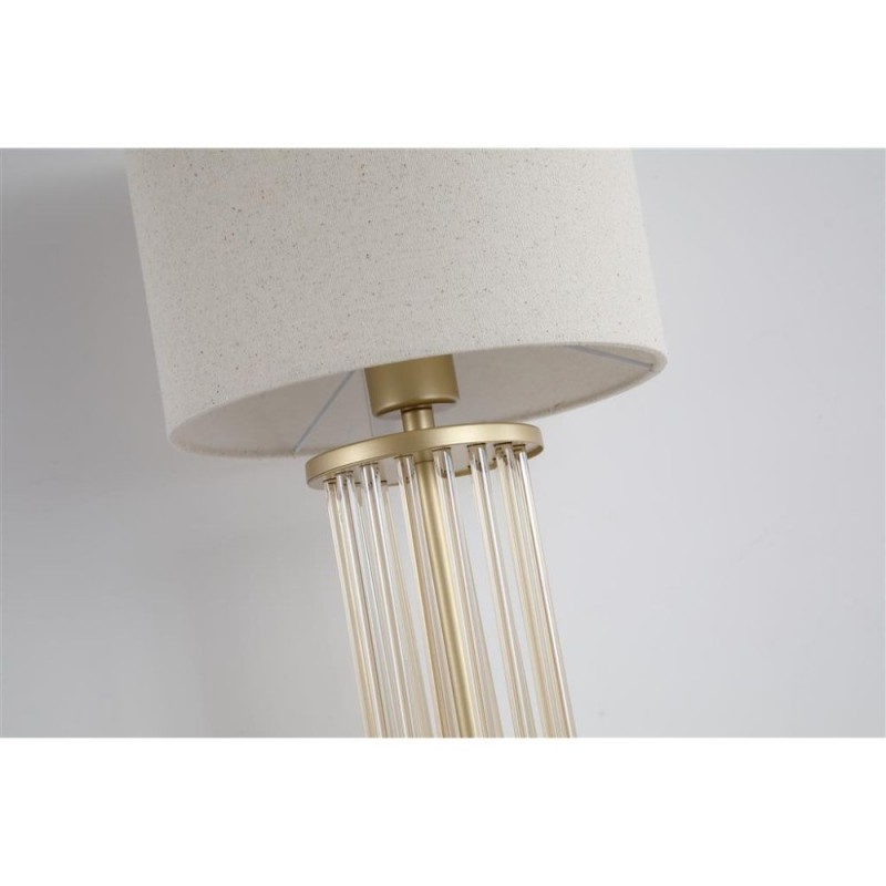 Searchlight-55623CP - Swizzle - Matt Gold & Champagne Glass Rods Table Lamp with White Linen Shade