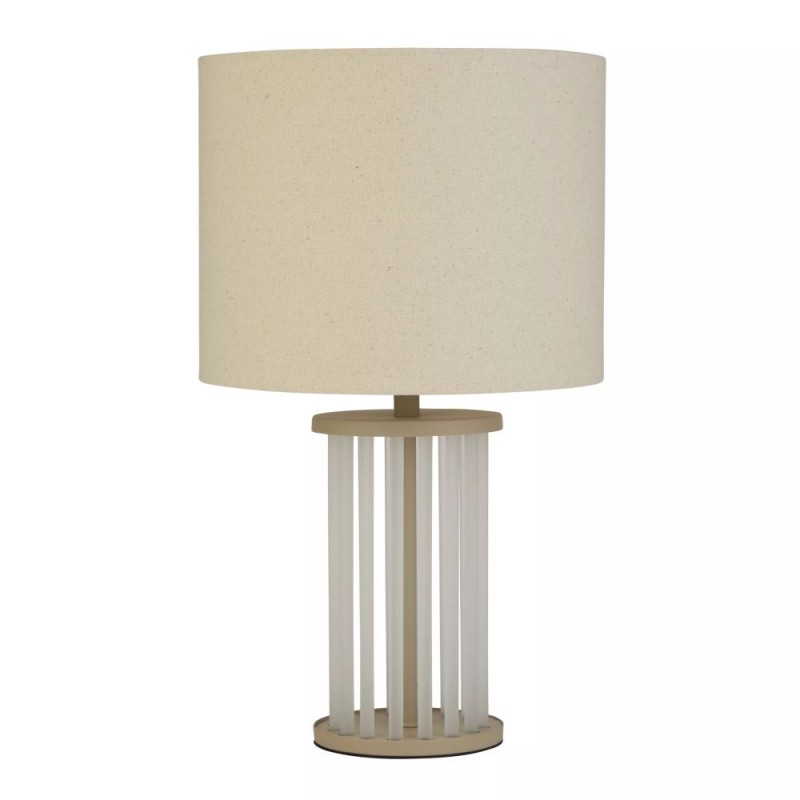 Searchlight-55623SA - Swizzle - Sand & Frosted Glass Rods Table Lamp with White Linen Shade