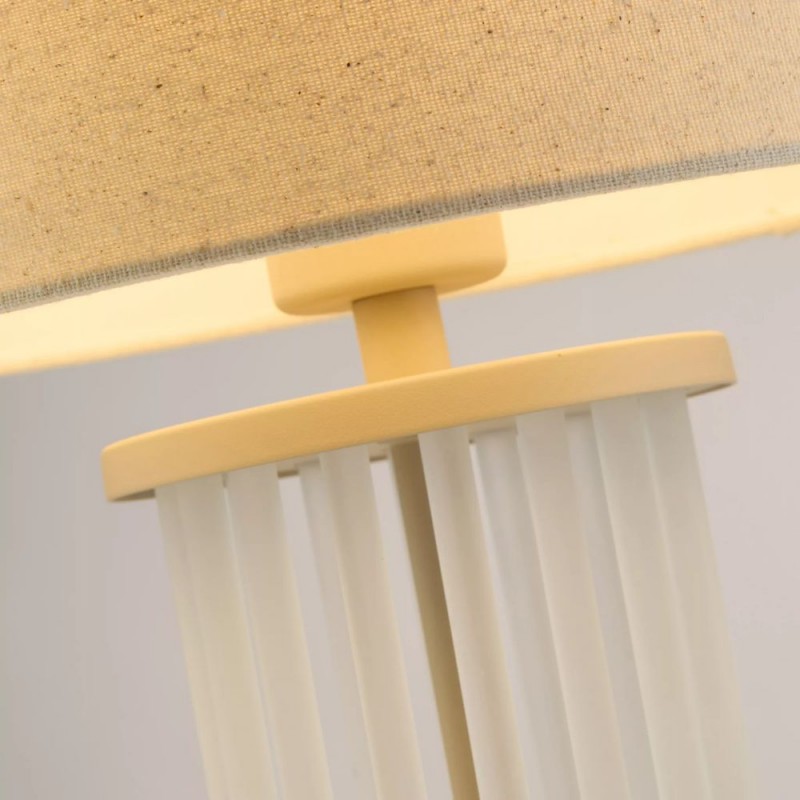 Searchlight-55623SA - Swizzle - Sand & Frosted Glass Rods Table Lamp with White Linen Shade