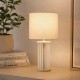 Searchlight-55623SA - Swizzle - Sand & Frosted Glass Rods Table Lamp with White Linen Shade