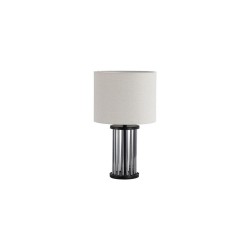 Swizzle - Matt Black & Smoked Glass Rods Table Lamp with White Linen Shade