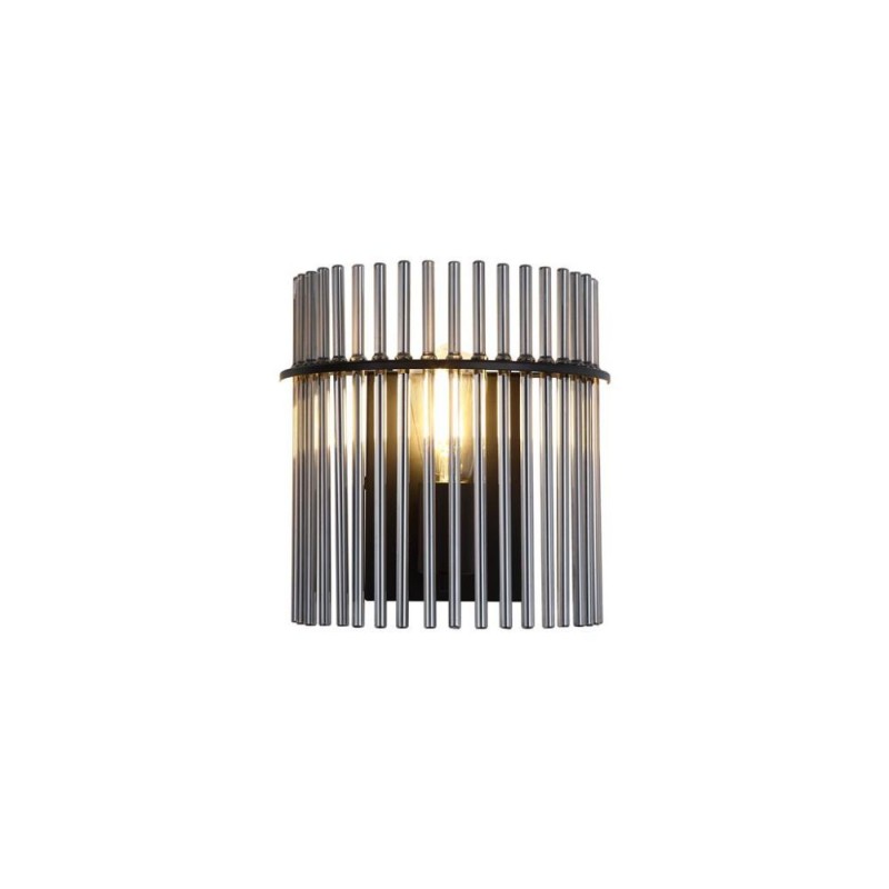 Searchlight-55625SM - Swizzle - Matt Black Wall Lamp with Smoked Rods