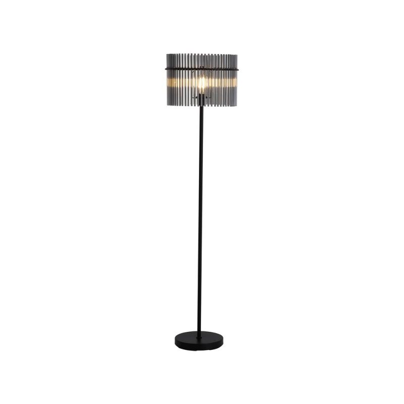 Searchlight-55626SM - Swizzle - Matt Black Floor Lamp with Smoked Rods