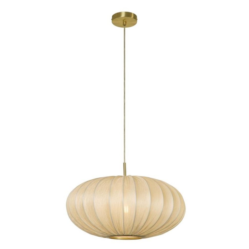 Searchlight-55712 - Bonnie - Satin Brass Pendant with Ivory Champagne Satin Shade
