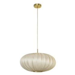 Bonnie - Satin Brass Pendant with Ivory Champagne Satin Shade