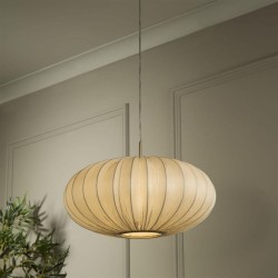 Bonnie - Satin Brass Pendant with Ivory Champagne Satin Shade