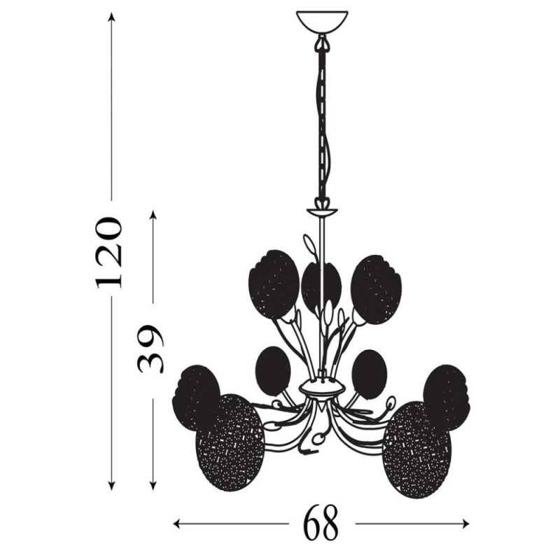 Searchlight-5579-9CC - Bellis II - Chrome 9 Light Centre Fitting with Crystal
