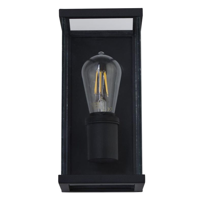 Outdoor - Bakerloo - Outdoor Clear & Black Lantern Wall Lamp Searchlight-56871BK - Bakerloo - Outdoor Clear & Black Lantern Wall Lamp