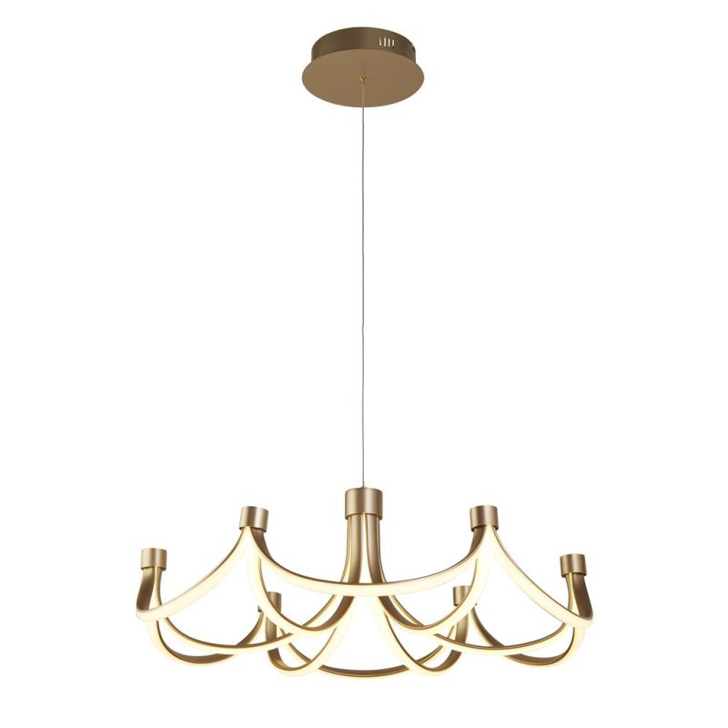 Ceiling Lights - Signature - LED Matt Gold Chandelier 60W Searchlight-58184-12GO - Signature - LED Matt Gold Chandelier 60W