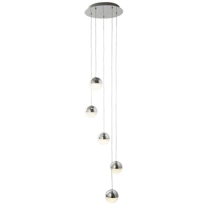 Searchlight-5845-5CC - Marbles - Crushed Ice & Chrome 5 Light Cluster