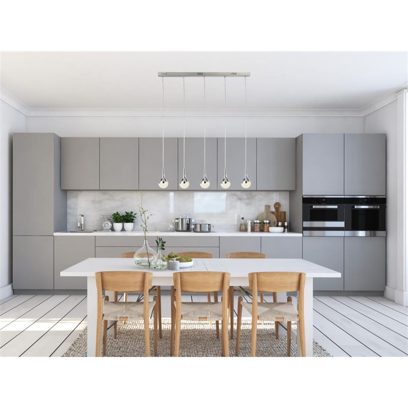 Kitchen Lights - Wave Teardrop - LED Crushed Crystal & Chrome 5 Light over Island Fitting Searchlight-5855-5CC - Wave Teardrop - LED Crushed Crystal & Chrome 5 Light over Island Fitting