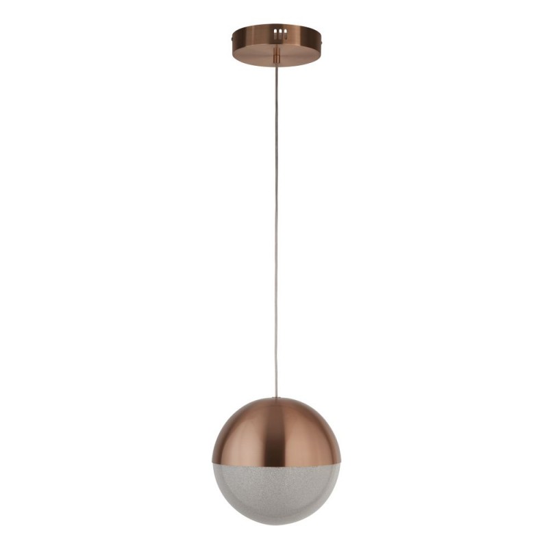 Searchlight-5881CU - Marbles - Copper LED Pendant with Crushed Ice Shade ∅ 25 cm