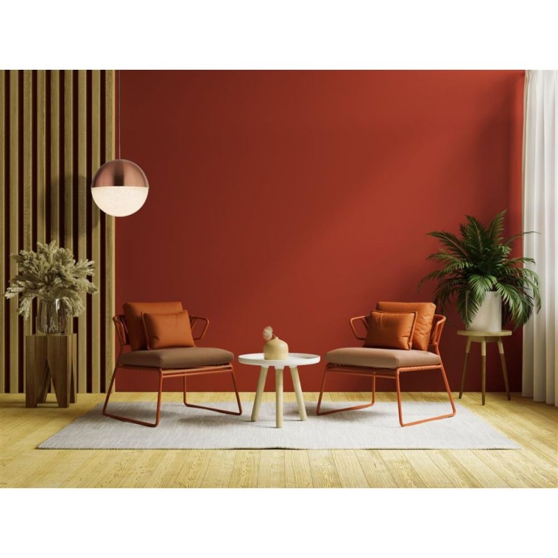 Searchlight-5881CU - Marbles - Copper LED Pendant with Crushed Ice Shade ∅ 25 cm