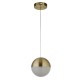 Searchlight-5881SB - Marbles - Satin Brass LED Pendant with Crushed Ice Shade ∅ 25 cm