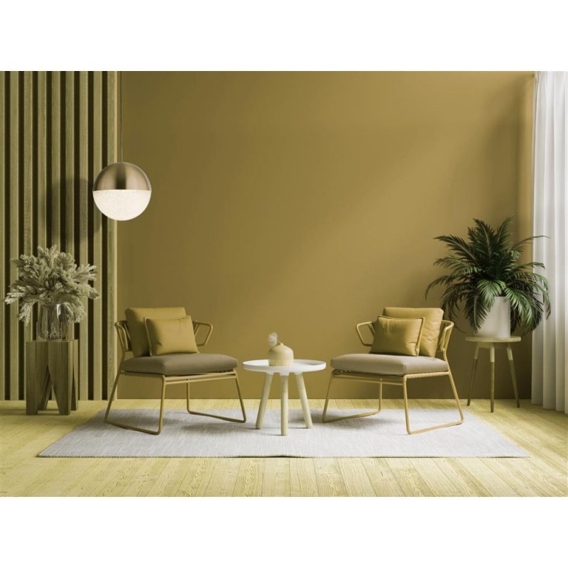 Searchlight-5881SB - Marbles - Satin Brass LED Pendant with Crushed Ice Shade ∅ 25 cm