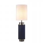 Flask - White Shade with Blue & Nickel Table Lamp Flask - White Shade with Blue & Nickel Table Lamp