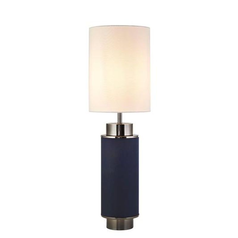 Searchlight-59041BK - Flask - White Shade with Blue & Nickel Table Lamp