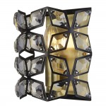 Iris - Brass & Black Wall Lamp with Crystal