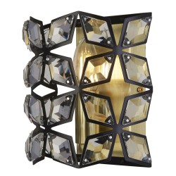 Iris - Brass & Black Wall Lamp with Crystal