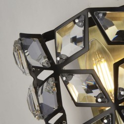 Iris - Brass & Black Wall Lamp with Crystal